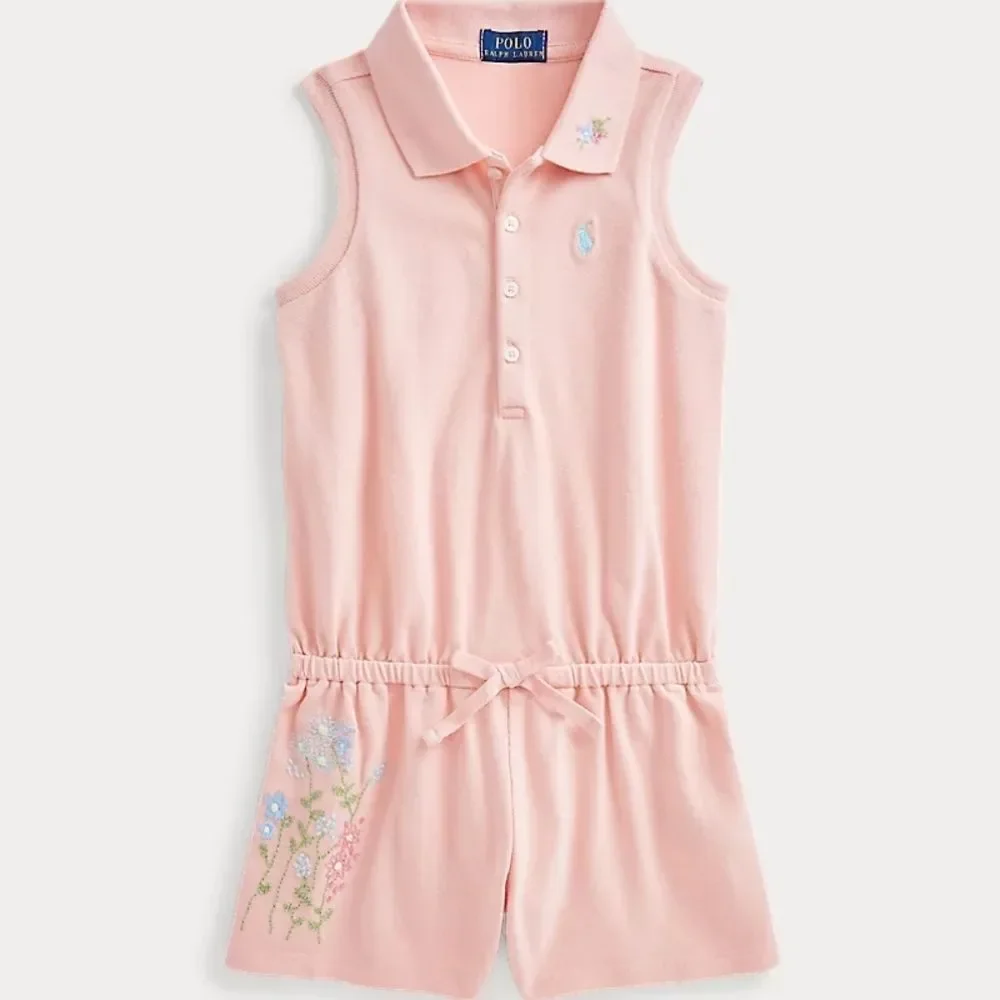 Ralph Lauren | Floral Cotton Mesh Polo Romper